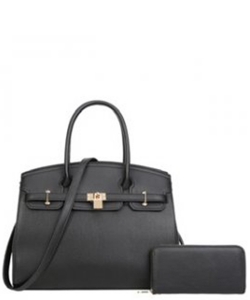 2in1 Fashion Padlock Satchel Bag AM-8927 BLACK